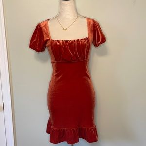 Velvet Orange Mini Dress